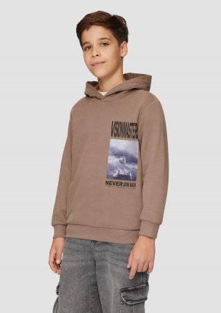 s.Oliver Wärmendes Kapuzen-Sweatshirt mit Frontprint - cognac