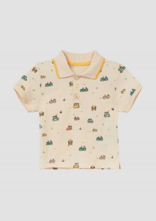 s.Oliver Poloshirt aus Baumwolle mit All-over-Print - hellgelb