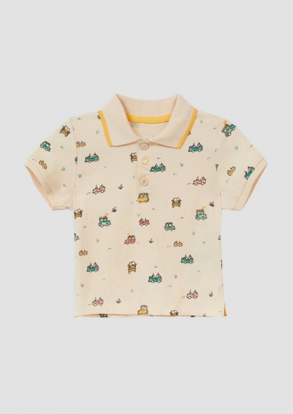 s.Oliver Poloshirt aus Baumwolle mit All-over-Print - hellgelb