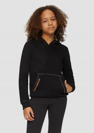 s.Oliver Wärmendes Kapuzen-Sweatshirt mit Glitzergarnnähten und Folienprint - schwarz