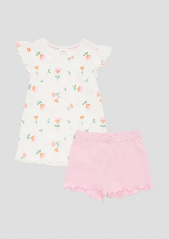s.Oliver Kurzes Pyjama-Set mit Rollsaum - rosa