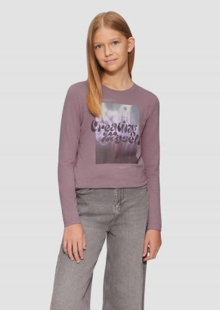 s.Oliver Langarmshirt mit Frontprint - lavendel
