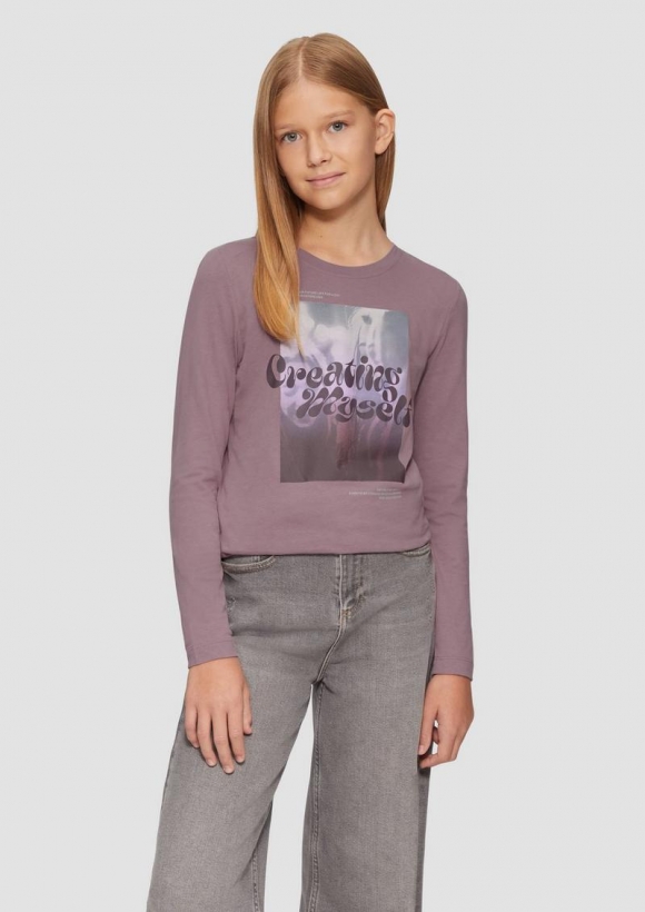 s.Oliver Langarmshirt mit Frontprint - lavendel