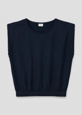s.Oliver T-Shirt mit Crêpestruktur - navy