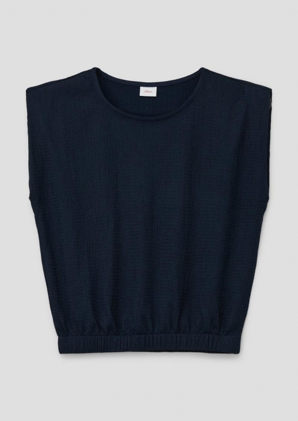s.Oliver T-Shirt mit Crêpestruktur - navy