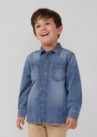 s.Oliver Denim-Hemd im Used-Look - blau