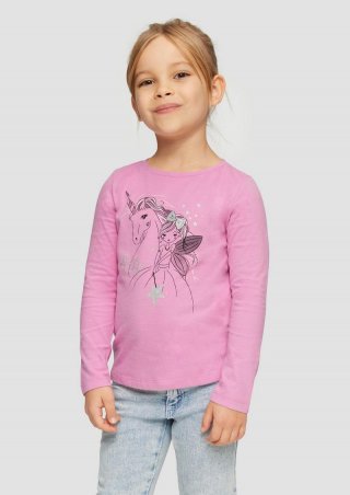 s.Oliver Langarmshirt mit Glitter-Print - pink