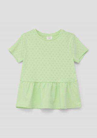 s.Oliver T-Shirt mit Ajourmuster - hellgrün