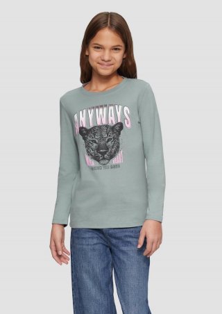 s.Oliver Langarmshirt mit Front-Print - blassblau