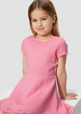 s.Oliver Strukturiertes Baumwollkleid mit Cut Out und Lochstickerei - pink