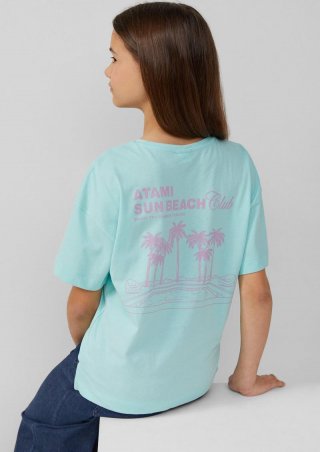 s.Oliver Boxy T-Shirt mit Rückenprint - helles türkis