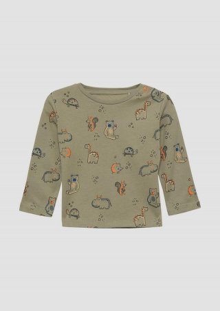 s.Oliver Langarmshirt mit All-over-Print aus Jersey - olivgrün