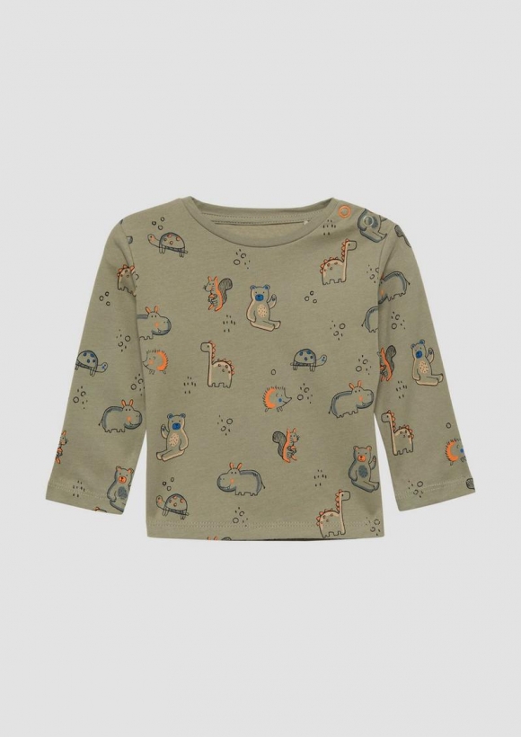 s.Oliver Langarmshirt mit All-over-Print aus Jersey - olivgrün