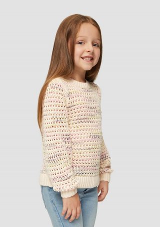 s.Oliver Lochstrickpullover aus Baumwollmix - beige