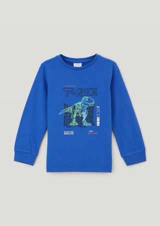 s.Oliver Longsleeve mit gummiertem Print - royalblau
