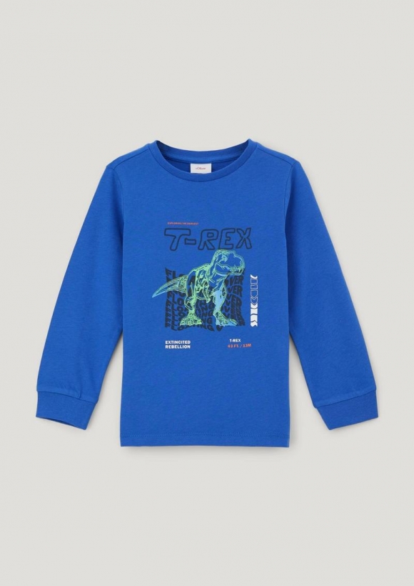 s.Oliver Longsleeve mit gummiertem Print - royalblau