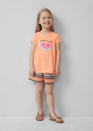 s.Oliver Wide-Leg-Shorts mit gestrickten Streifen und Jerseyfutter - mehrfarbig