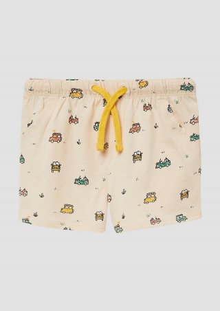 s.Oliver Jersey-Shorts mit All-over-Print und Kordel - hellgelb