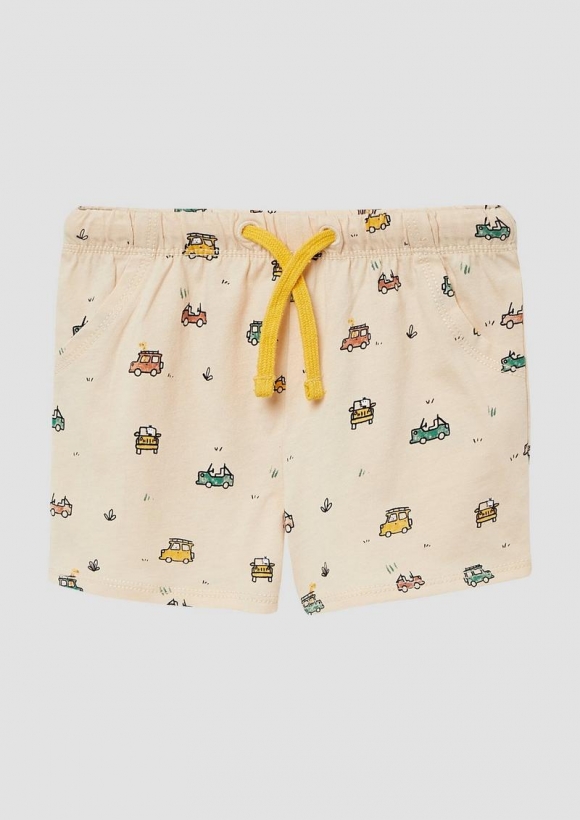 s.Oliver Jersey-Shorts mit All-over-Print und Kordel - hellgelb