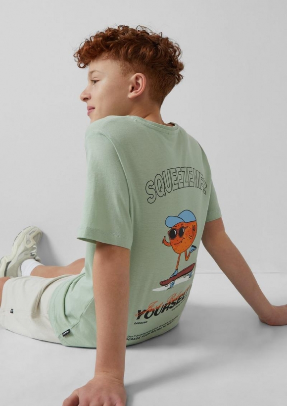 s.Oliver T-Shirt mit Rückenprint - salbeigrün