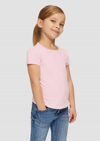 s.Oliver T-Shirt mit Puffärmeln und Blumenapplikation - zartrosa