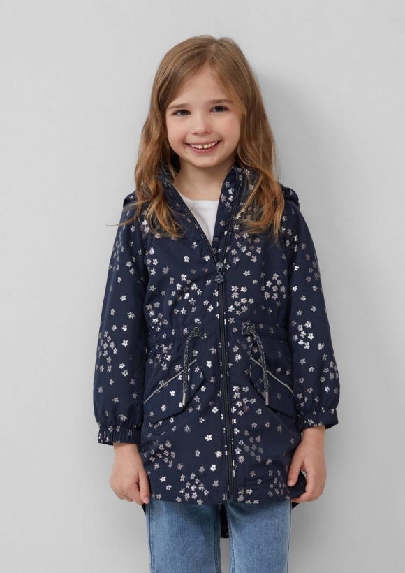 s.Oliver Gemusterter Outdoor-Mantel mit dekorativen reflektierenden Details - navy