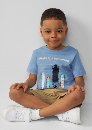 s.Oliver T-Shirt mit Frontprint und Wendepailletten - blassblau