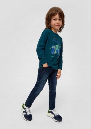s.Oliver Longsleeve mit gummiertem Print - petrol