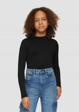 s.Oliver Weiches Longsleeve mit Stehkragen - schwarz