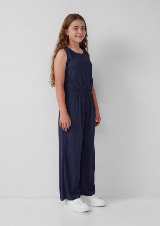 s.Oliver Jumpsuit aus Crinkled Viskose im Loose Fit mit Rücken-Cut-Out - navy