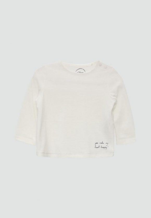 s.Oliver Longsleeve mit Glitzer und Print-Detail - creme