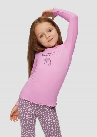 s.Oliver Langarmshirt im Slim Fit mit Glitzer-Frontprint - rosa