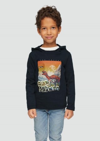 s.Oliver Kapuzenshirt mit Glow-in-the-dark-Print - navy
