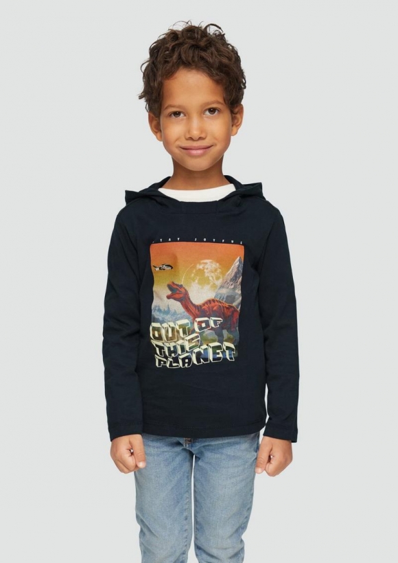 s.Oliver Kapuzenshirt mit Glow-in-the-dark-Print - navy