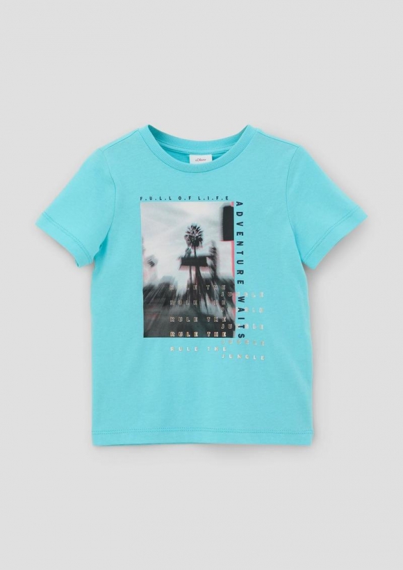 s.Oliver Baumwollshirt mit Frontprint - helles türkis