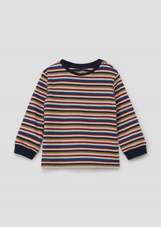 s.Oliver Gestreiftes Longsleeve aus Baumwolle - beige