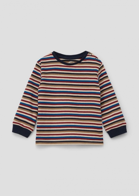 s.Oliver Gestreiftes Longsleeve aus Baumwolle - beige