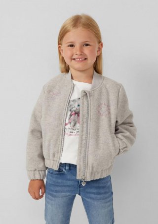 s.Oliver Collegejacke in Wolloptik mit Stickerei - schiefergrau