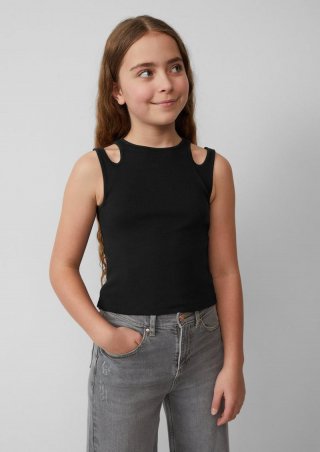 s.Oliver Verkürztes Tanktop im Slim Fit mit Cut-out-Details - schwarz
