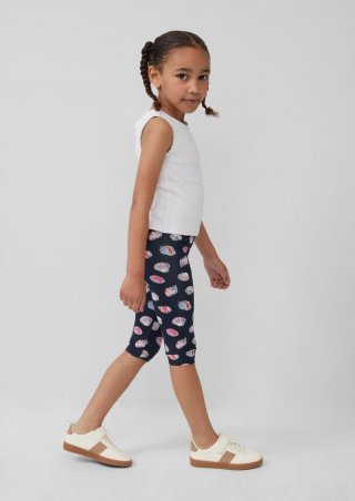 s.Oliver Capri-Leggings aus Baumwollmix mit All-over-Print - tiefblau