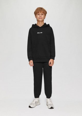 s.Oliver Unisex Jogginghose aus Sweat mit Print-Detail - schwarz
