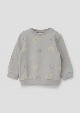 s.Oliver Sweatshirt mit All-over-Smiley®-Print - taubengrau