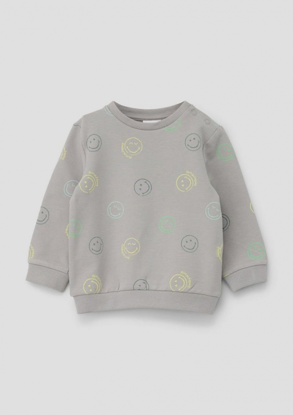 s.Oliver Sweatshirt mit All-over-Smiley®-Print - taubengrau