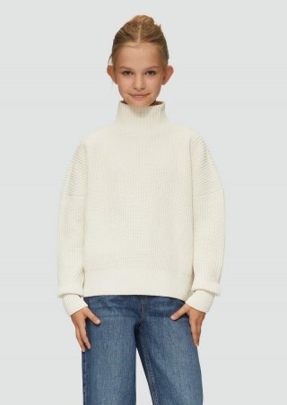s.Oliver Strickpullover mit Stehkragen - helles sand