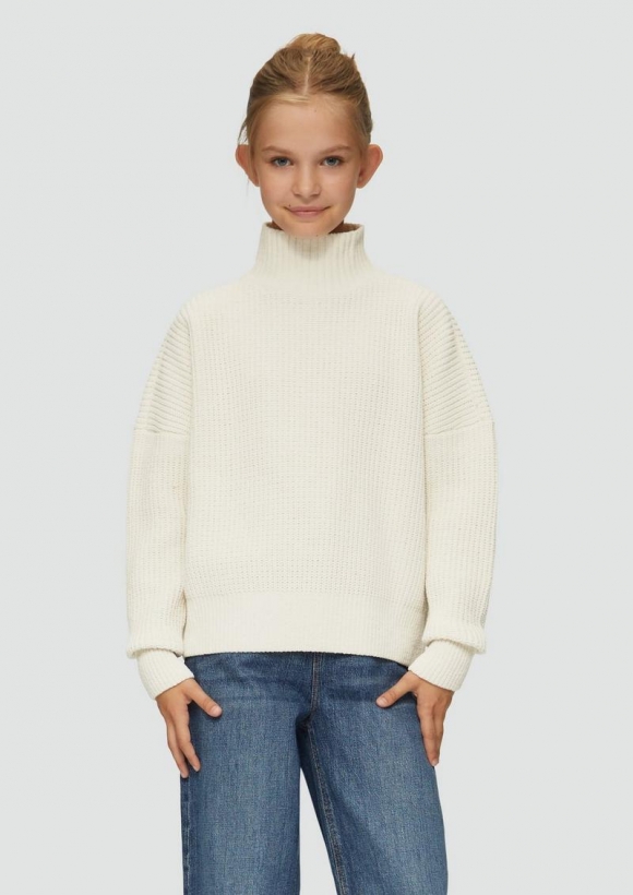 s.Oliver Strickpullover mit Stehkragen - helles sand