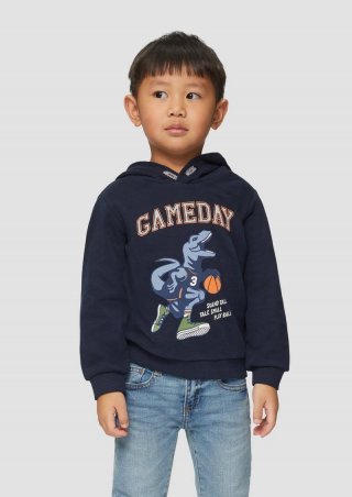 s.Oliver Kapuzen-Sweatshirt mit gummiertem Print - navy