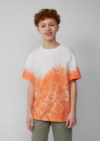 s.Oliver T-Shirt mit Batikmuster und überschnittenen Schultern - orange