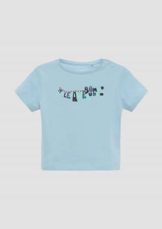 s.Oliver Weiches Jersey-T-Shirt mit gummiertem Frontprint - himmelblau