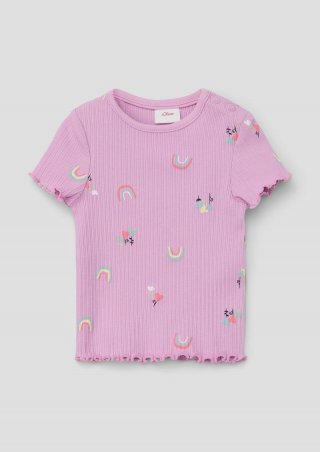 s.Oliver T-Shirt aus Rippware - rosa