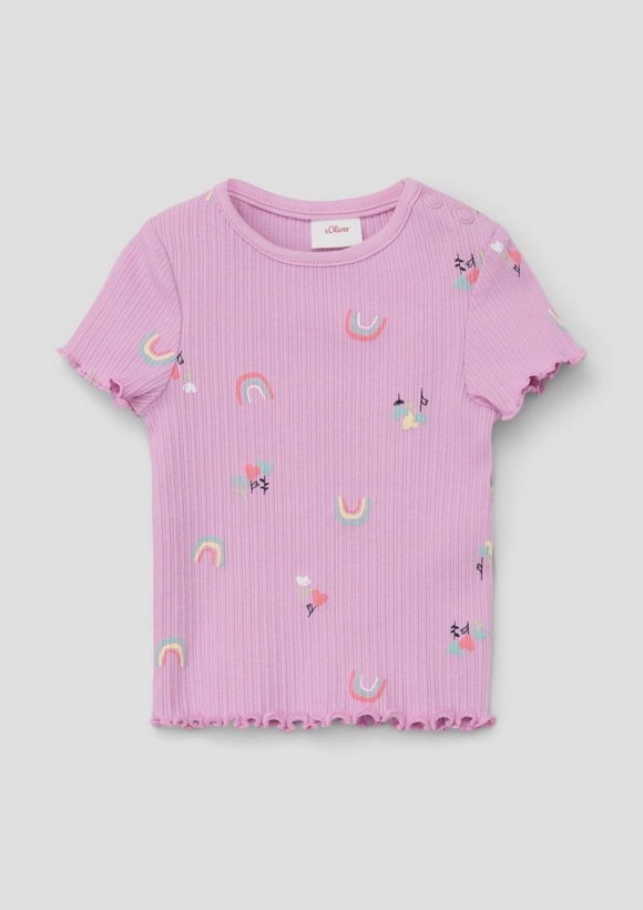 s.Oliver T-Shirt aus Rippware - rosa